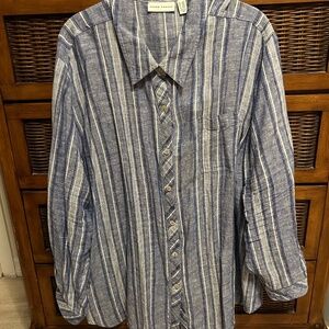 Susan Graver Linen Blend Button Front Tunic